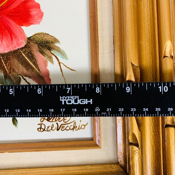 Hollywood Regency Original Floral Oil Painting Ornate Golden Wood Frame Signed - Picture 7 of 10